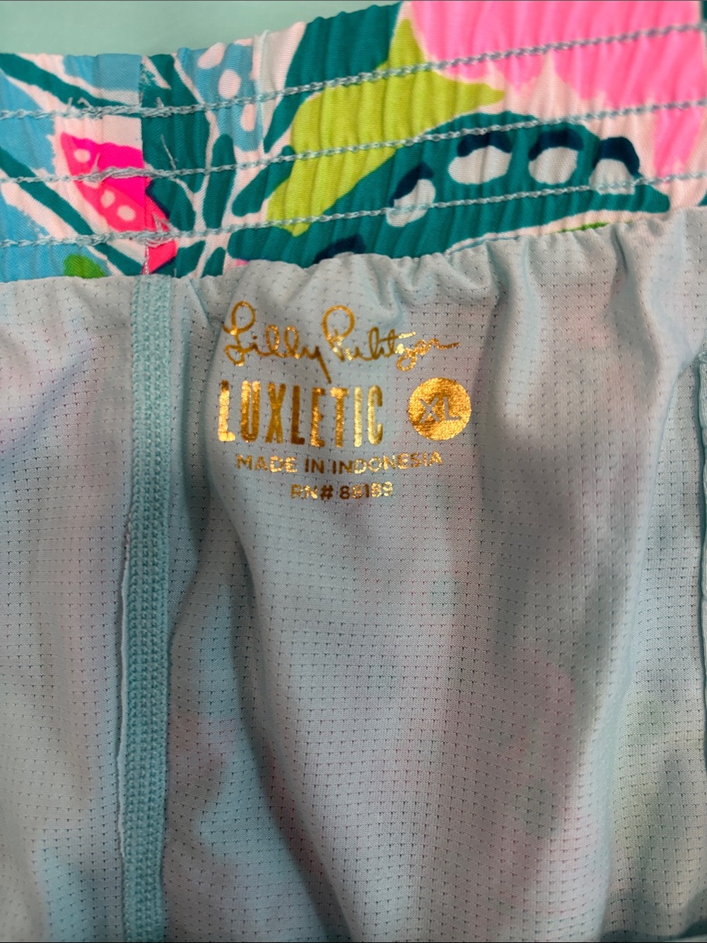 Lilly Pulitzer Tropical Floral Athletic Shorts in Pink & Teal - Picture 2 of 5